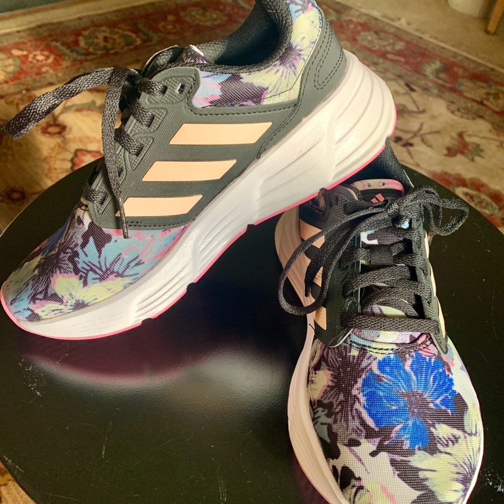 New Adidas Galaxy 6 Black Floral Athletic shoes